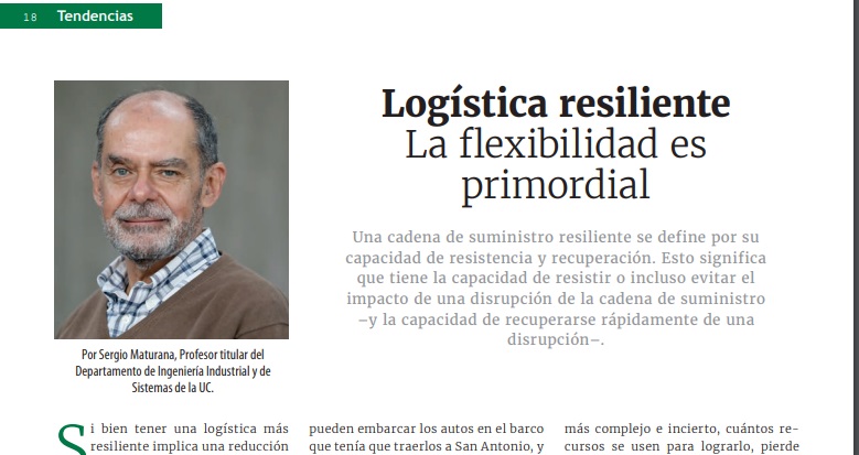 Logistica resiliente, Sergio Maturana